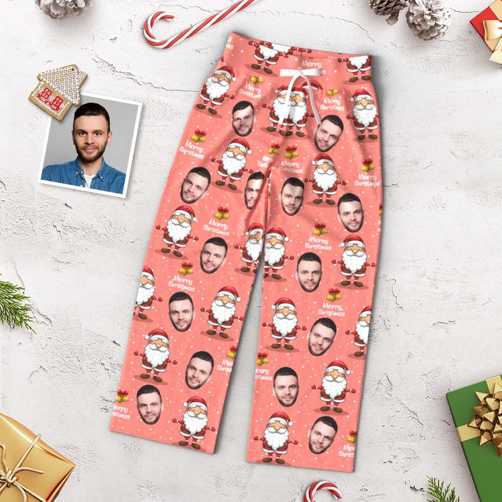 Custom Face Pants Ladie's Loose Wide-leg Pajama Pants Merry Christmas - MyPhotoSocks