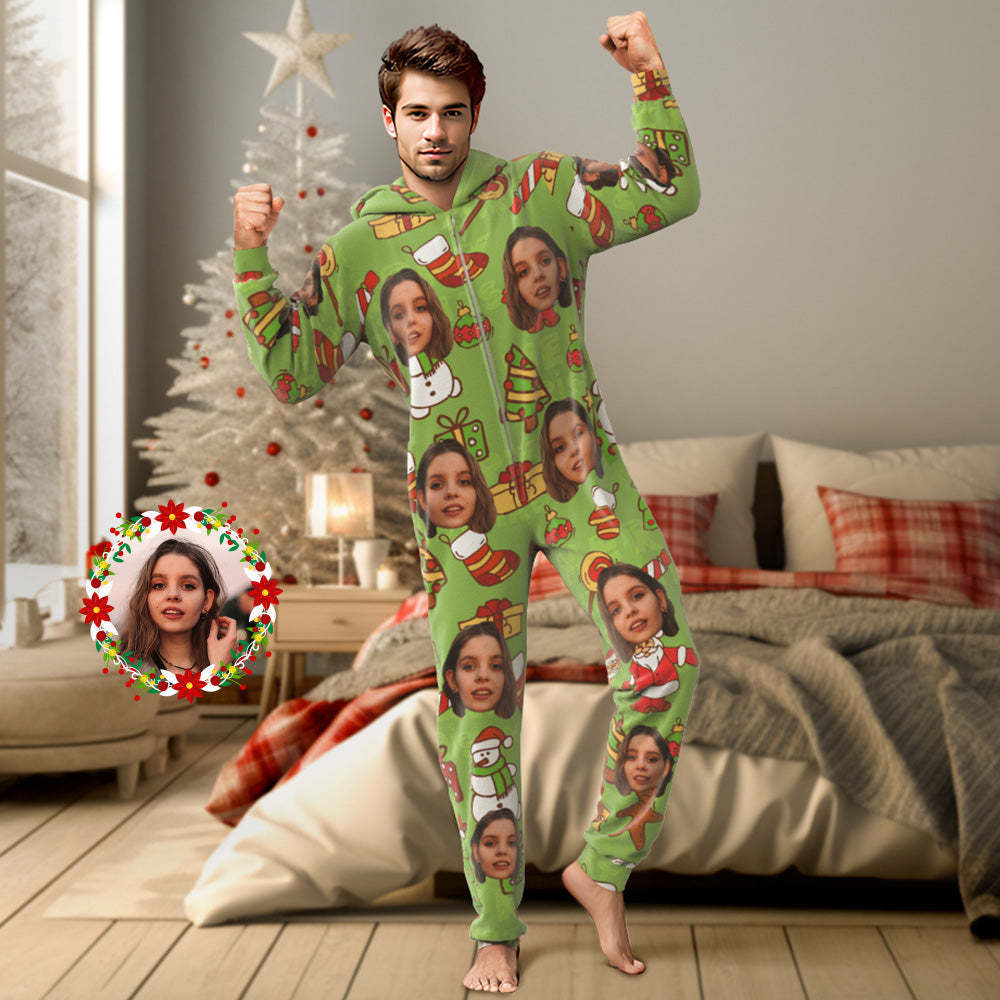 Onesies Green Christmas Pajamas One-Piece Sleepwear Family Pyjamas Christmas Gift - MyPhotoSocks