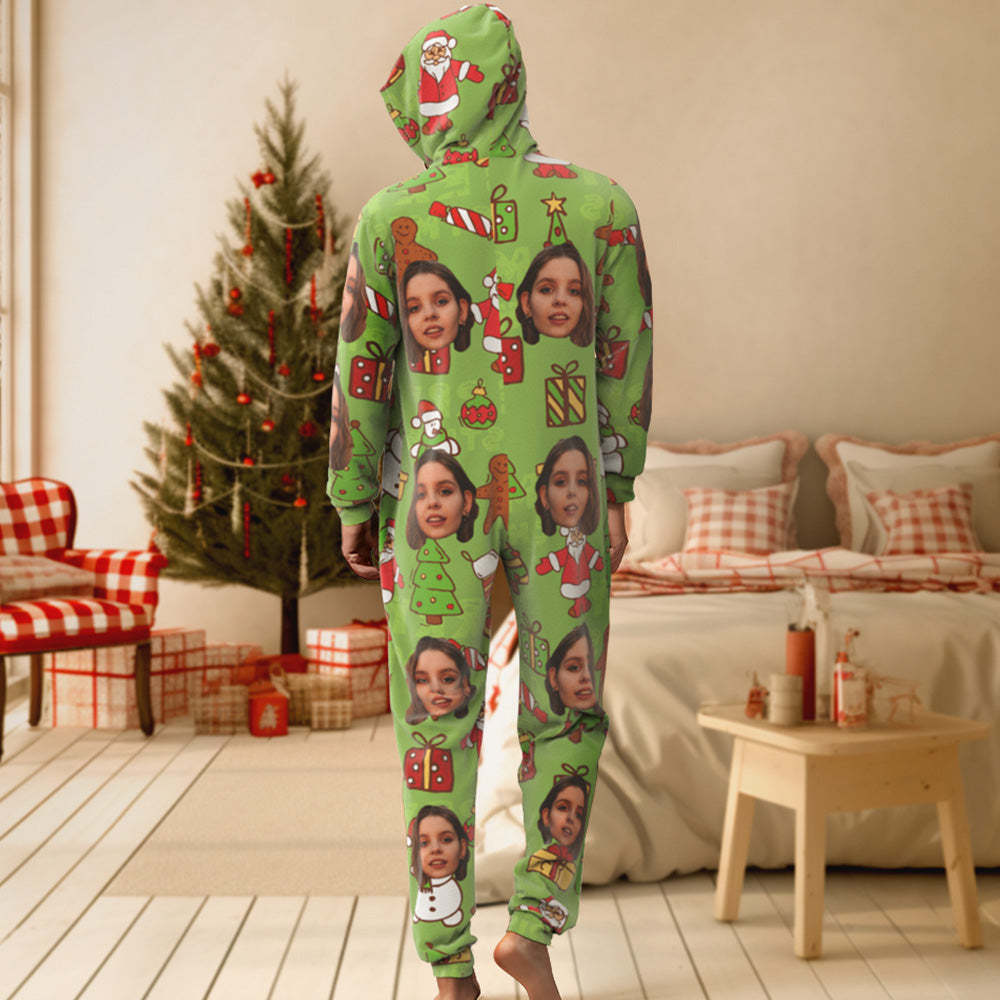 Onesies Green Christmas Pajamas One-Piece Sleepwear Family Pyjamas Christmas Gift - MyPhotoSocks