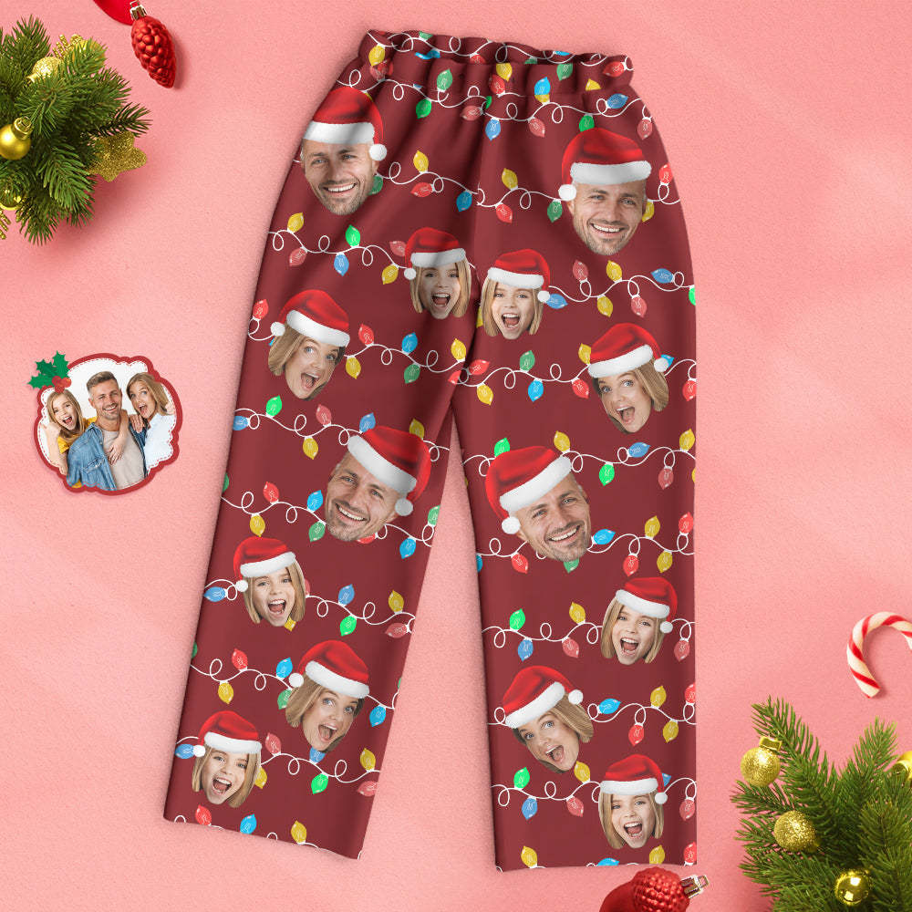 Custom Face Pajama Personalized Photo Christmas Family Xmas Leds Pajamas - MyPhotoSocks