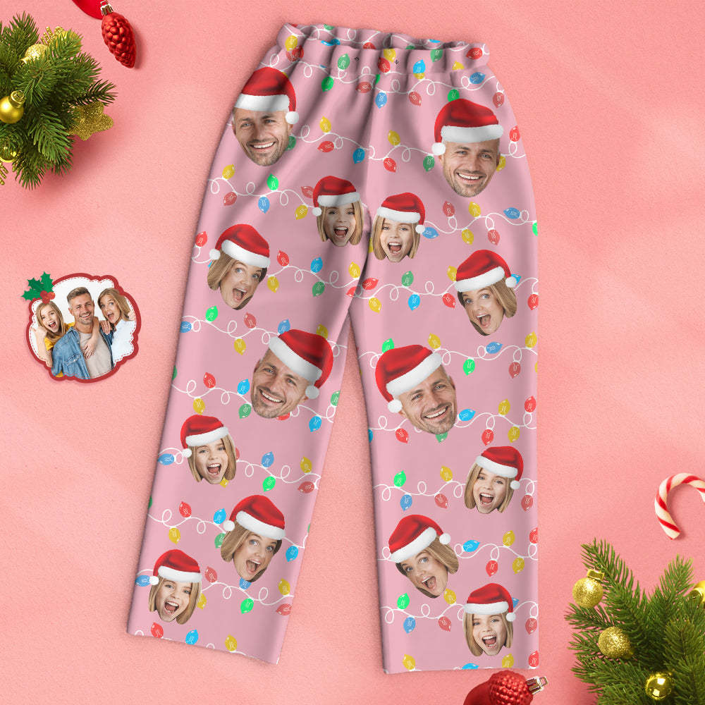 Custom Face Pajama Personalized Photo Christmas Family Xmas Leds Pajamas - MyPhotoSocks