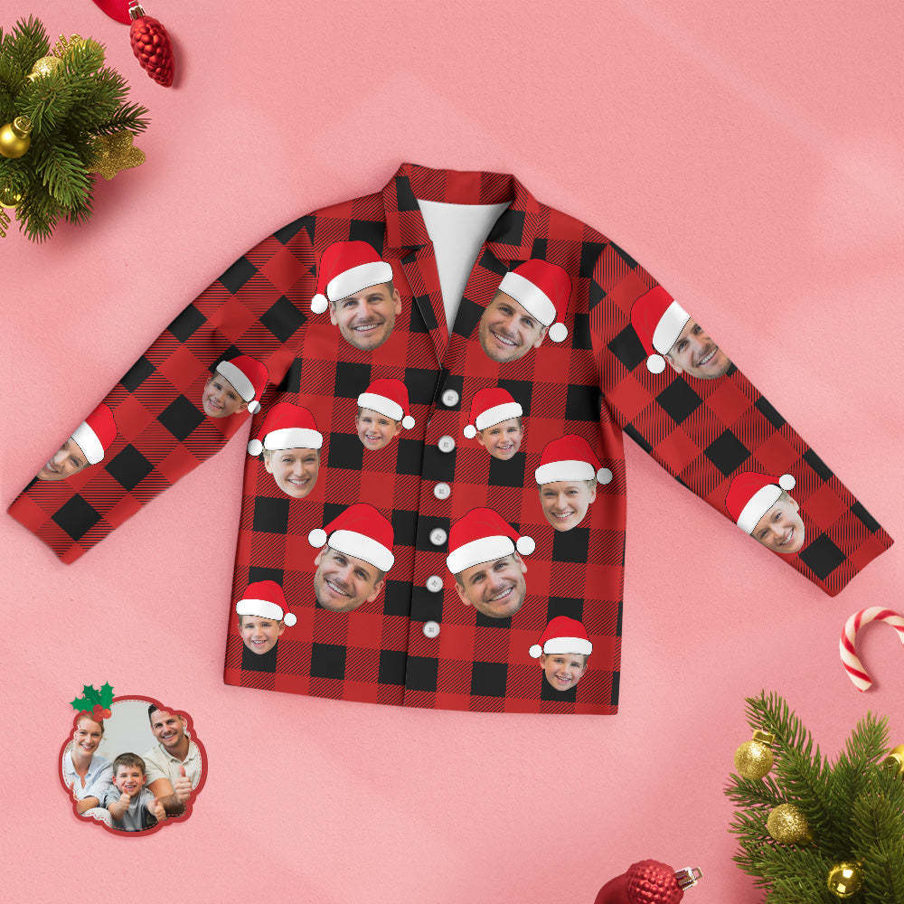 Custom Face Pajama Personalized Photo Christmas Family Buffalo Plaid Pajamas - MyPhotoSocks