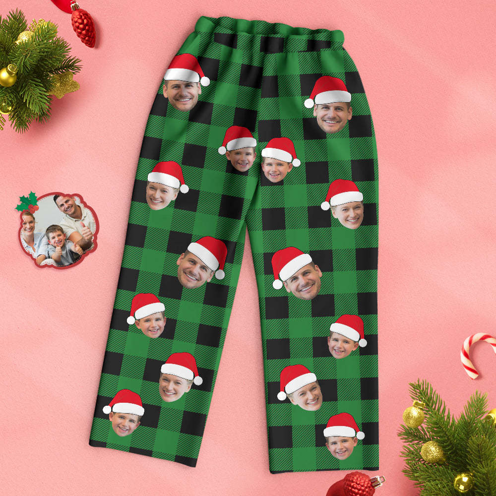 Custom Face Pajama Personalized Photo Christmas Family Buffalo Plaid Pajamas - MyPhotoSocks