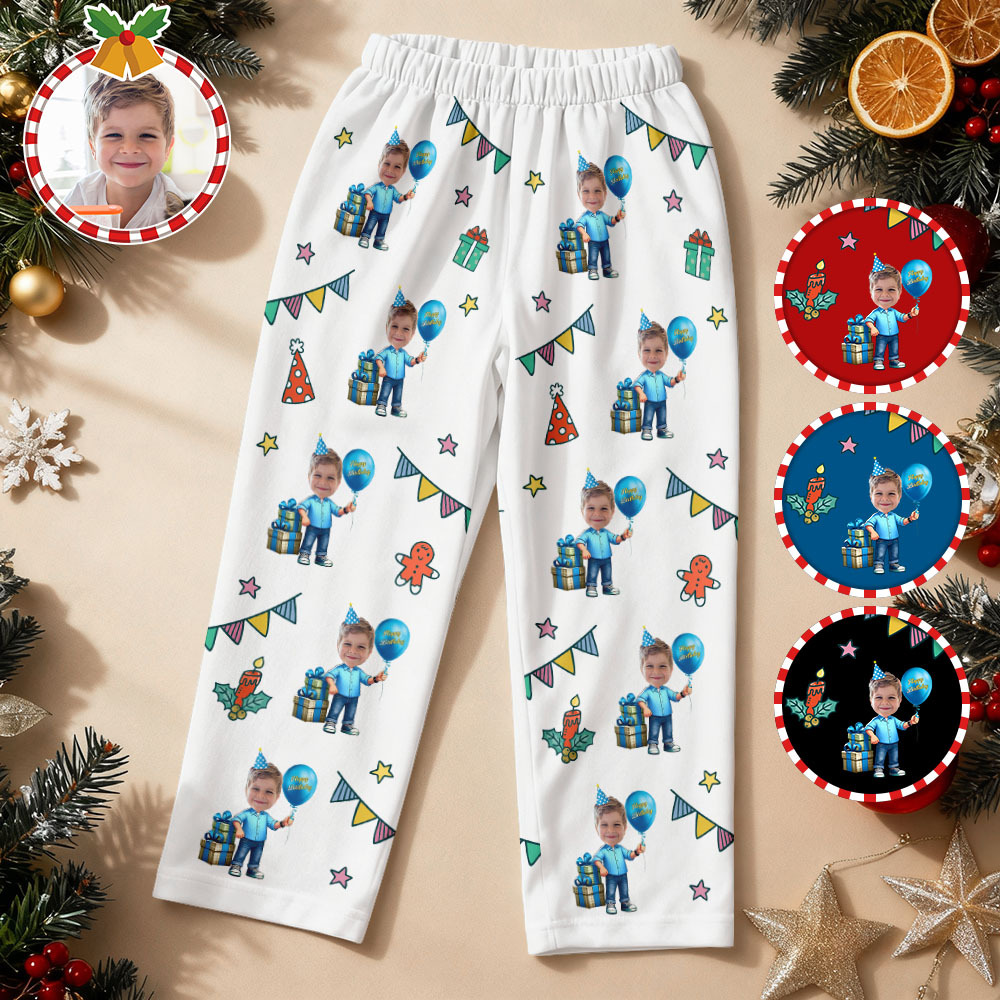 Custom Birthday Face Long Sleeve Pajamas Face Pajamas with Face Personalized Photo Pajamas Gift
