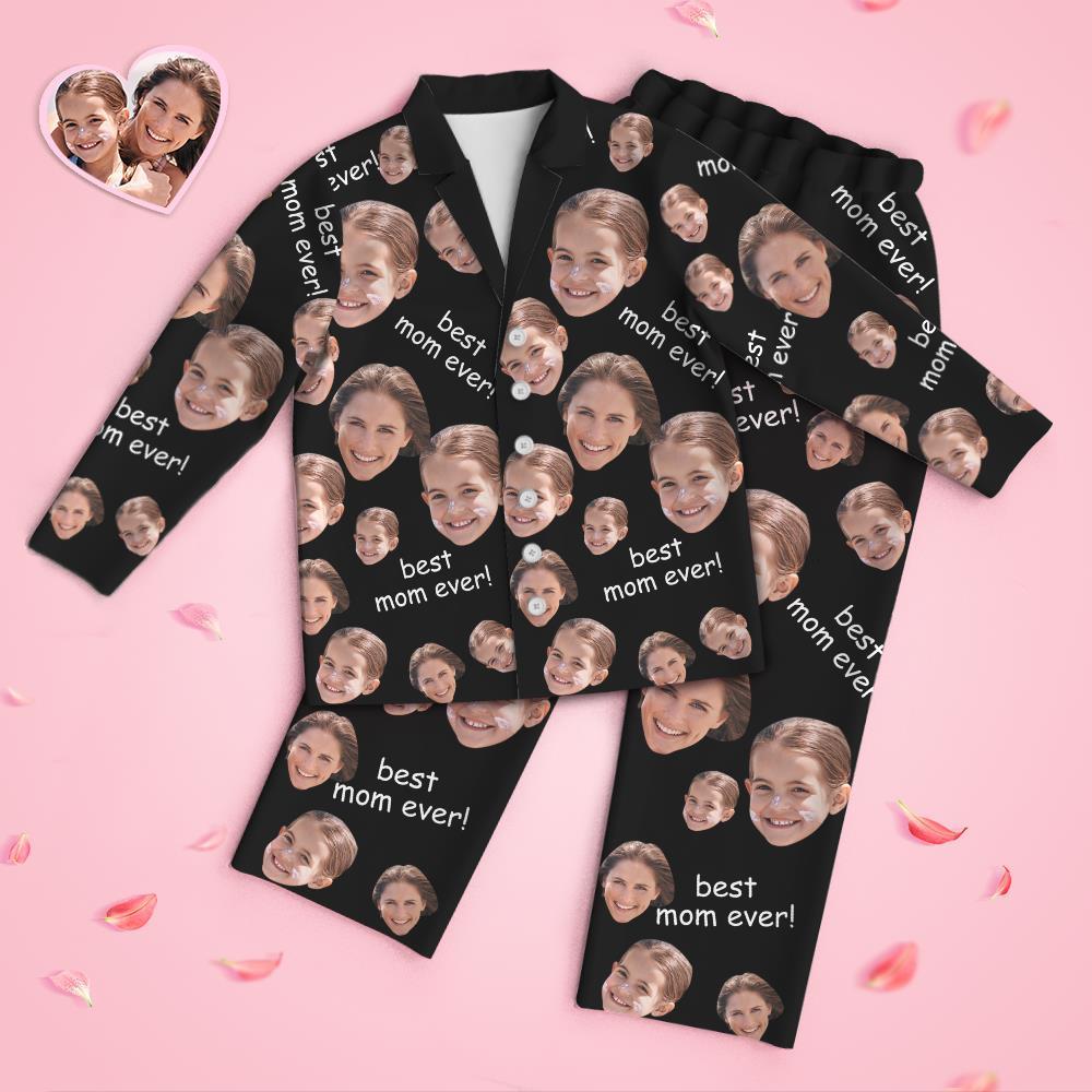 Custom Face Long Sleeve Pajamas Sleepwear Set - Best Mom Ever