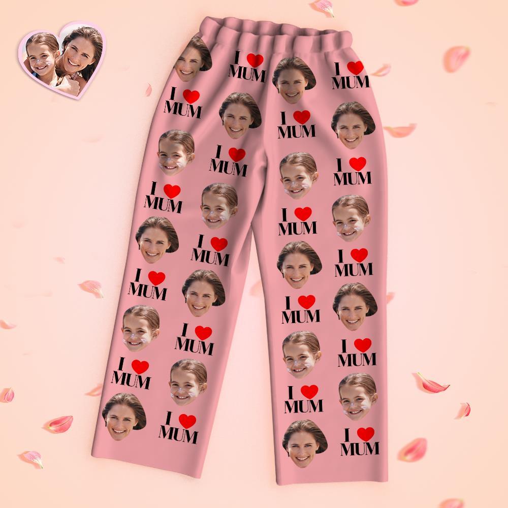 Custom Face Long Sleeve Pajamas Sleepwear Set - I Love Mum