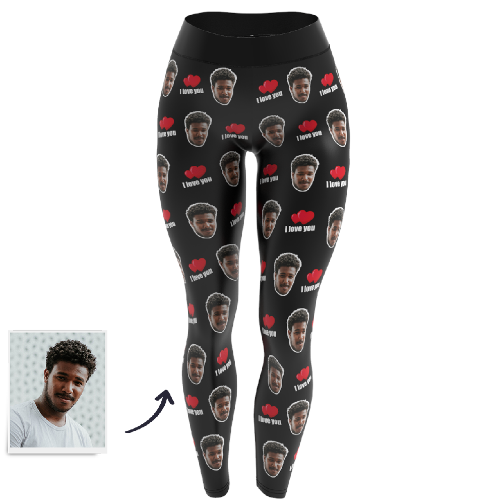 Custom Face Leggings - I Love You-MyPhotoSocks
