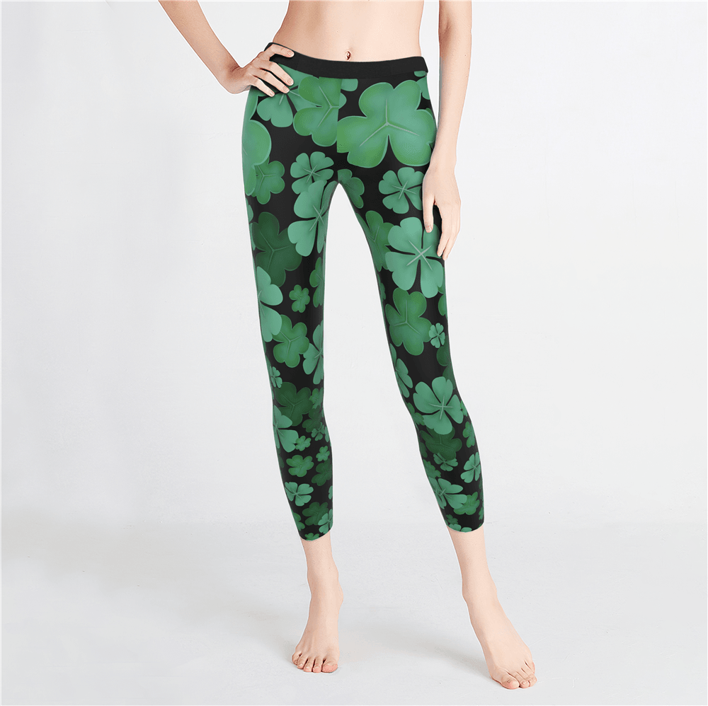 St. Patrick's Day Clover Leggings - MyPhotoSocks