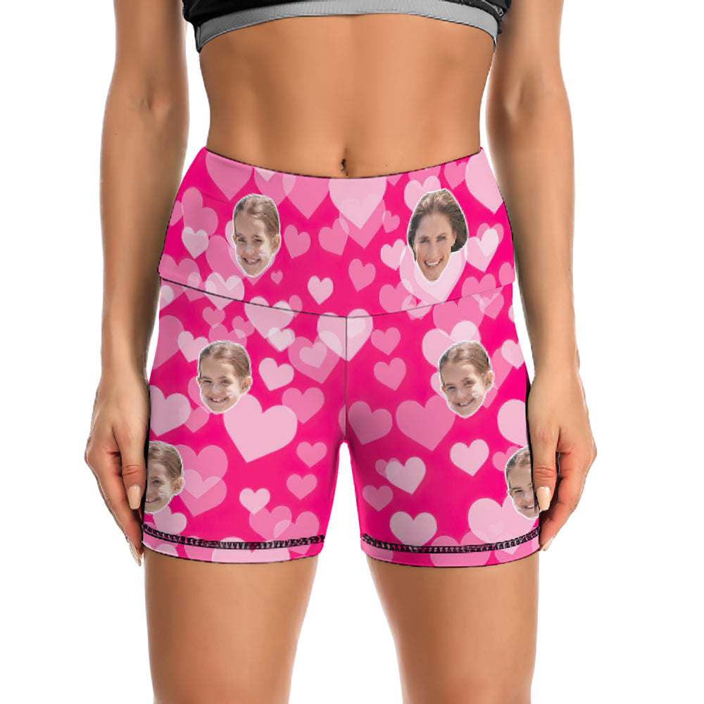 Custom Face Leggings and Tank Top Yoga Clothing Suit Mother's Day Gift - Pink Love Heart