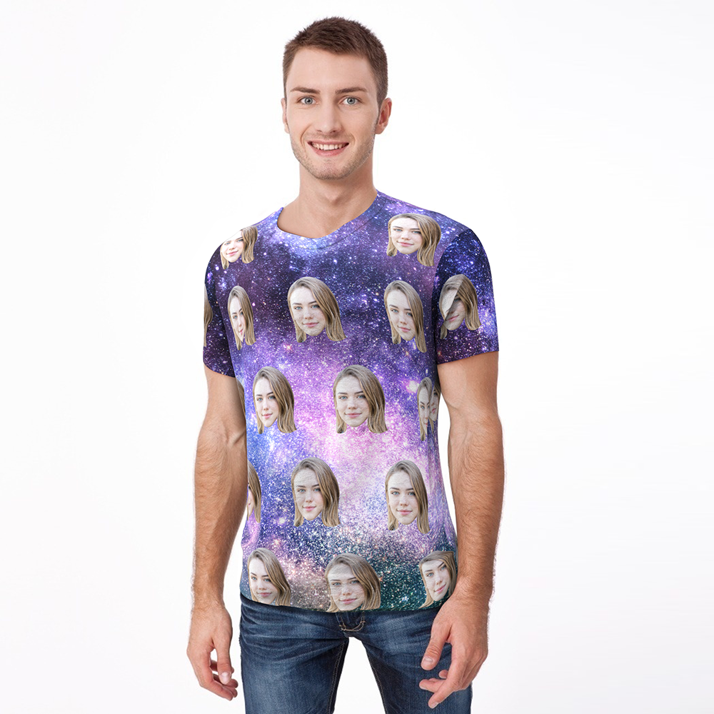 Custom My Face T-shirt In Galaxy Tee-MyPhotoSocks