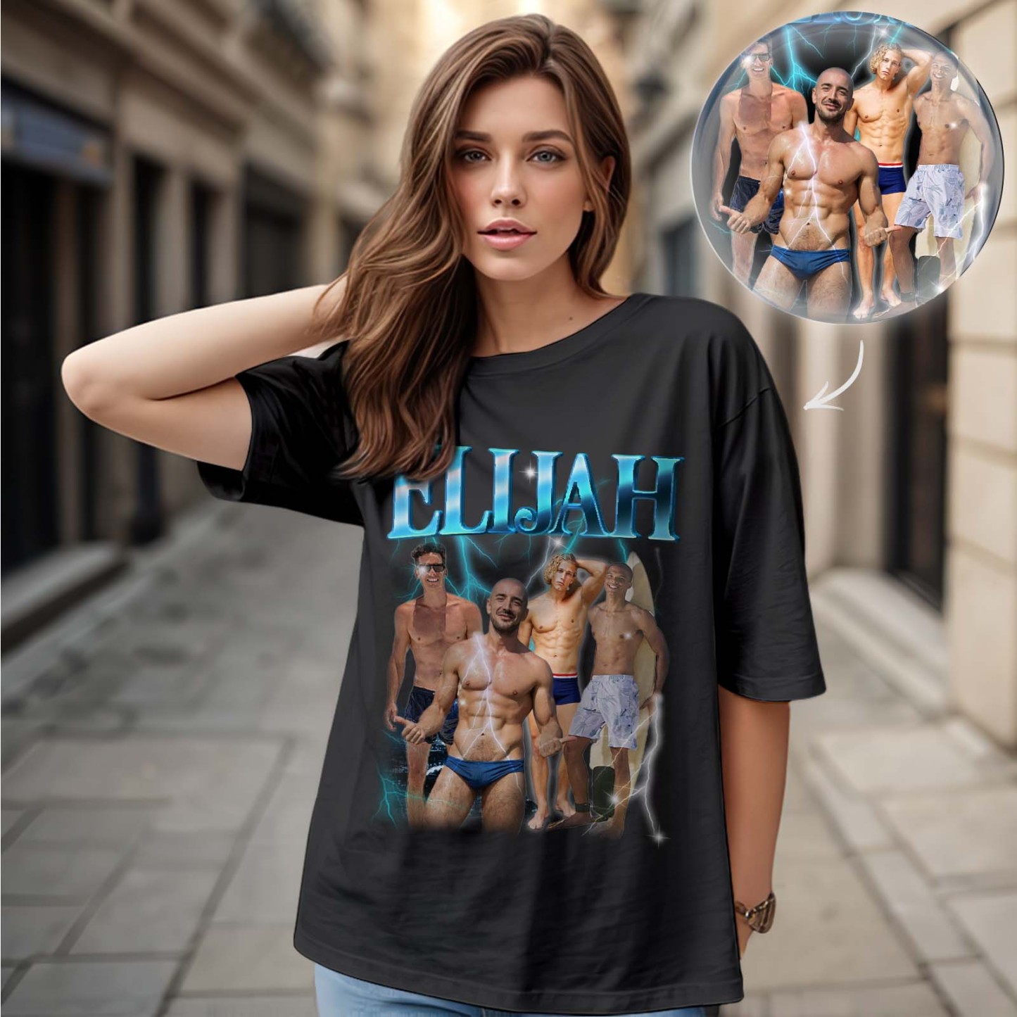 Custom Vintage Photo Tee – Personalized Name Shirt, Unique Christmas Gift for Dog Lovers Family or Friends