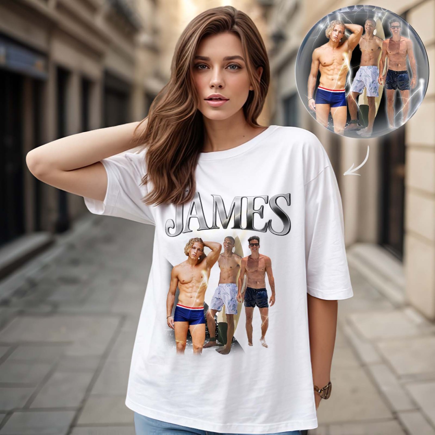 Custom Vintage Photo Tee – Personalized Name Shirt, Unique Christmas Gift for Dog Lovers Family or Friends