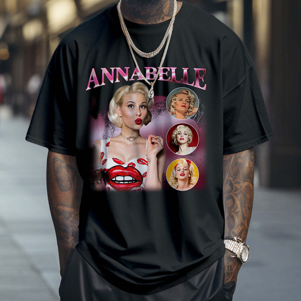 Custom Photo and Name Bootleg Rap Tee Personalized Vintage T-shirt - MyPhotoSocks