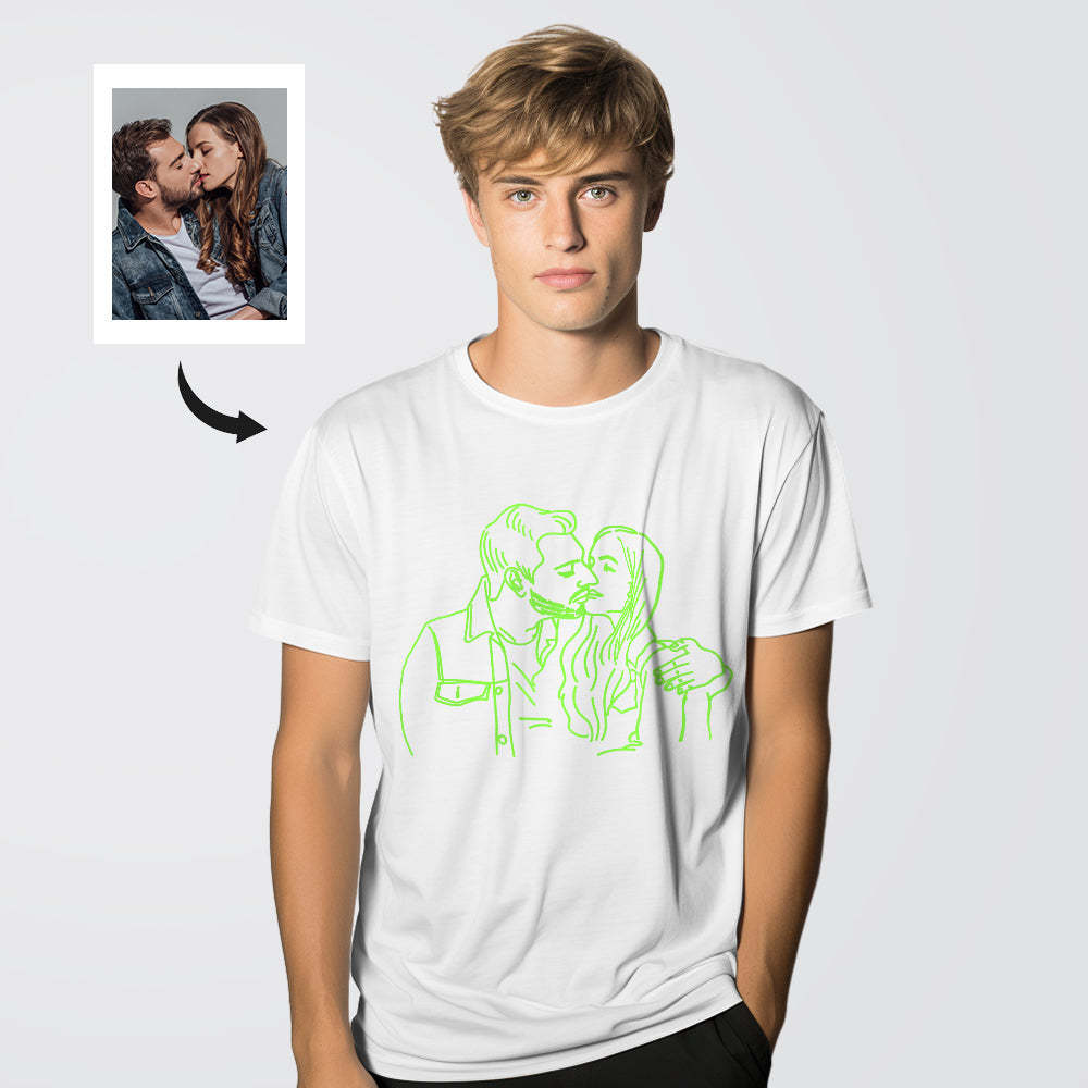 Custom Photo Glow In The Dark Multicolour T-shirt Personalized Luminous Unisex Shirt Creative Gift - MyPhotoSocks