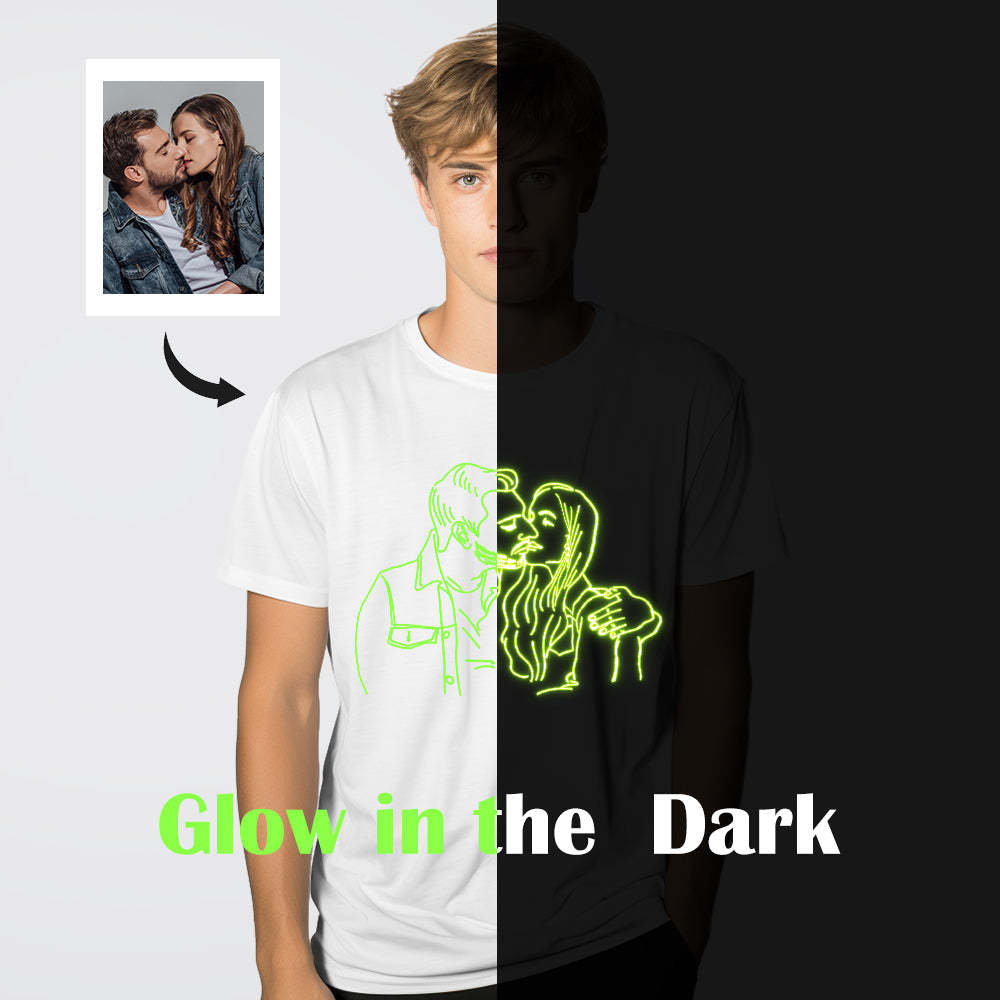 Custom Photo Glow In The Dark Multicolour T-shirt Personalized Luminous Unisex Shirt Creative Gift - MyPhotoSocks