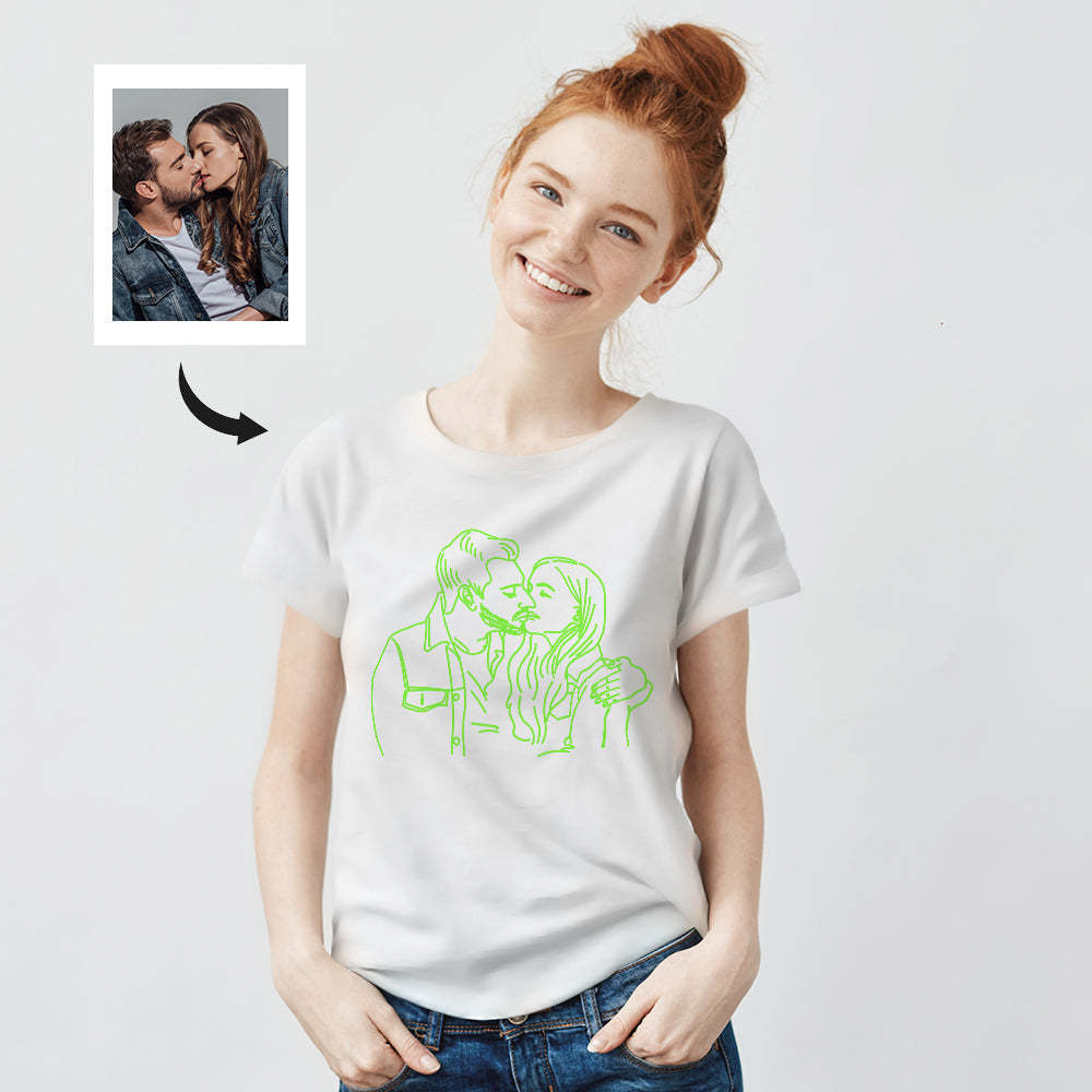 Custom Photo Glow In The Dark Multicolour T-shirt Personalized Luminous Unisex Shirt Creative Gift - MyPhotoSocks