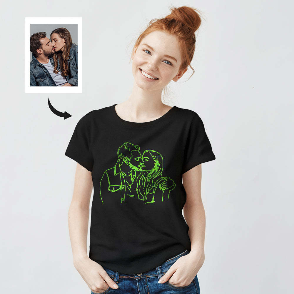 Custom Photo Glow In The Dark Multicolour T-shirt Personalized Luminous Unisex Shirt Creative Gift - MyPhotoSocks