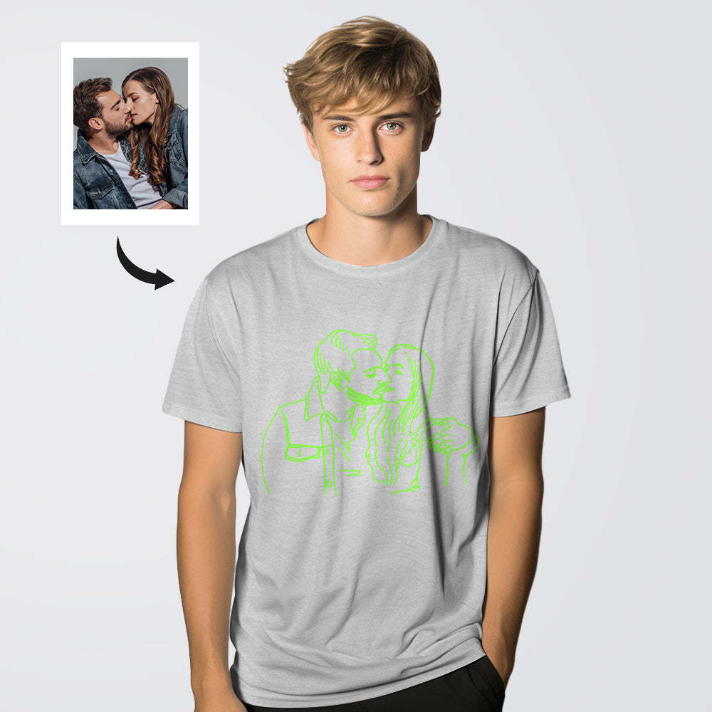 Custom Photo Glow In The Dark Multicolour T-shirt Personalized Luminous Unisex Shirt Creative Gift - MyPhotoSocks