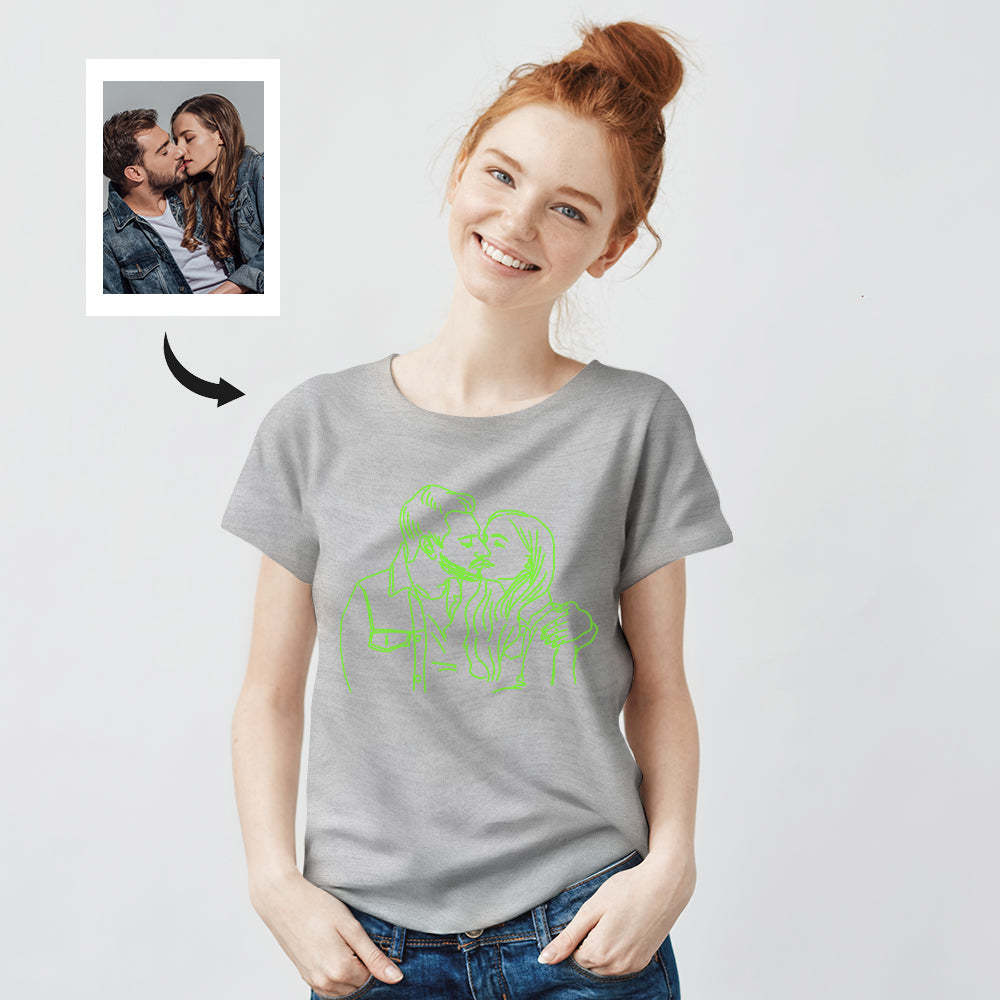 Custom Photo Glow In The Dark Multicolour T-shirt Personalized Luminous Unisex Shirt Creative Gift - MyPhotoSocks