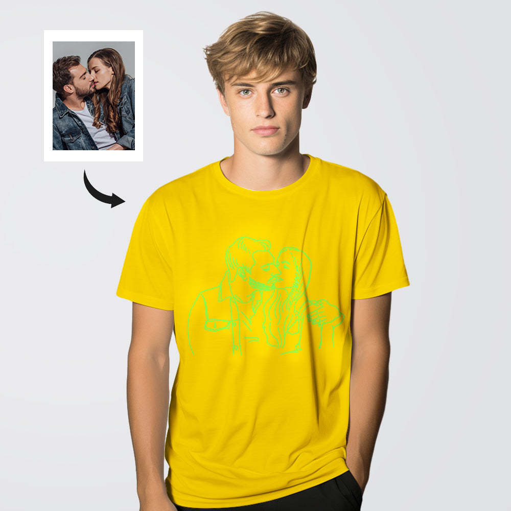 Custom Photo Glow In The Dark Multicolour T-shirt Personalized Luminous Unisex Shirt Creative Gift - MyPhotoSocks