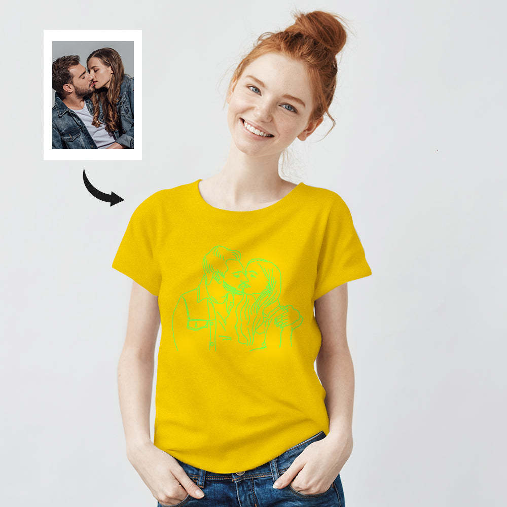 Custom Photo Glow In The Dark Multicolour T-shirt Personalized Luminous Unisex Shirt Creative Gift - MyPhotoSocks