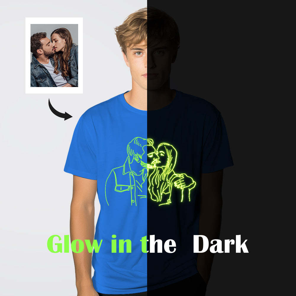 Custom Photo Glow In The Dark Multicolour T-shirt Personalized Luminous Unisex Shirt Creative Gift - MyPhotoSocks