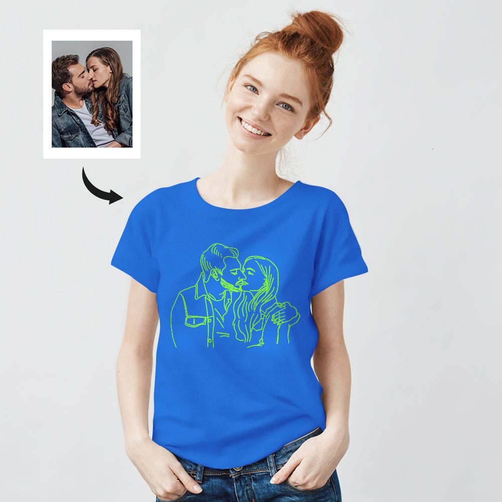 Custom Photo Glow In The Dark Multicolour T-shirt Personalized Luminous Unisex Shirt Creative Gift - MyPhotoSocks
