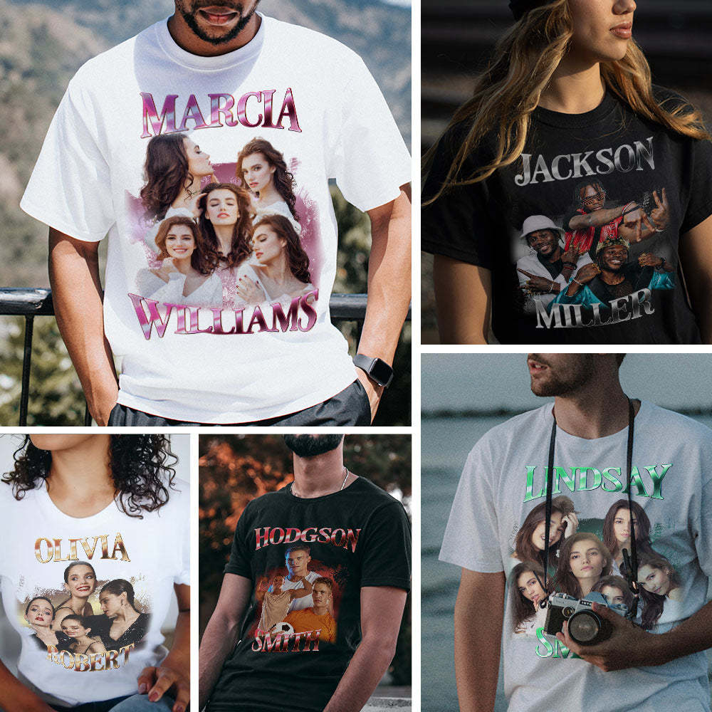 Custom Photo Bootleg Rap Tee Personalized Name T-shirt - MyPhotoSocks