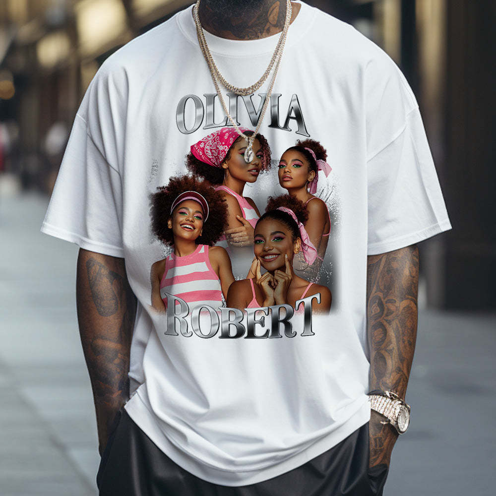 Custom Photo Bootleg Rap Tee Personalized Name T-shirt - MyPhotoSocks