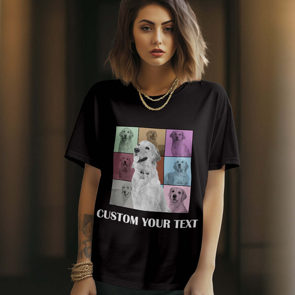 Custom Your Photo and Text Shirt Personalised Dog Photo Shirt Custom Multi Pet Portrait Shirt - MyPhotoSocks