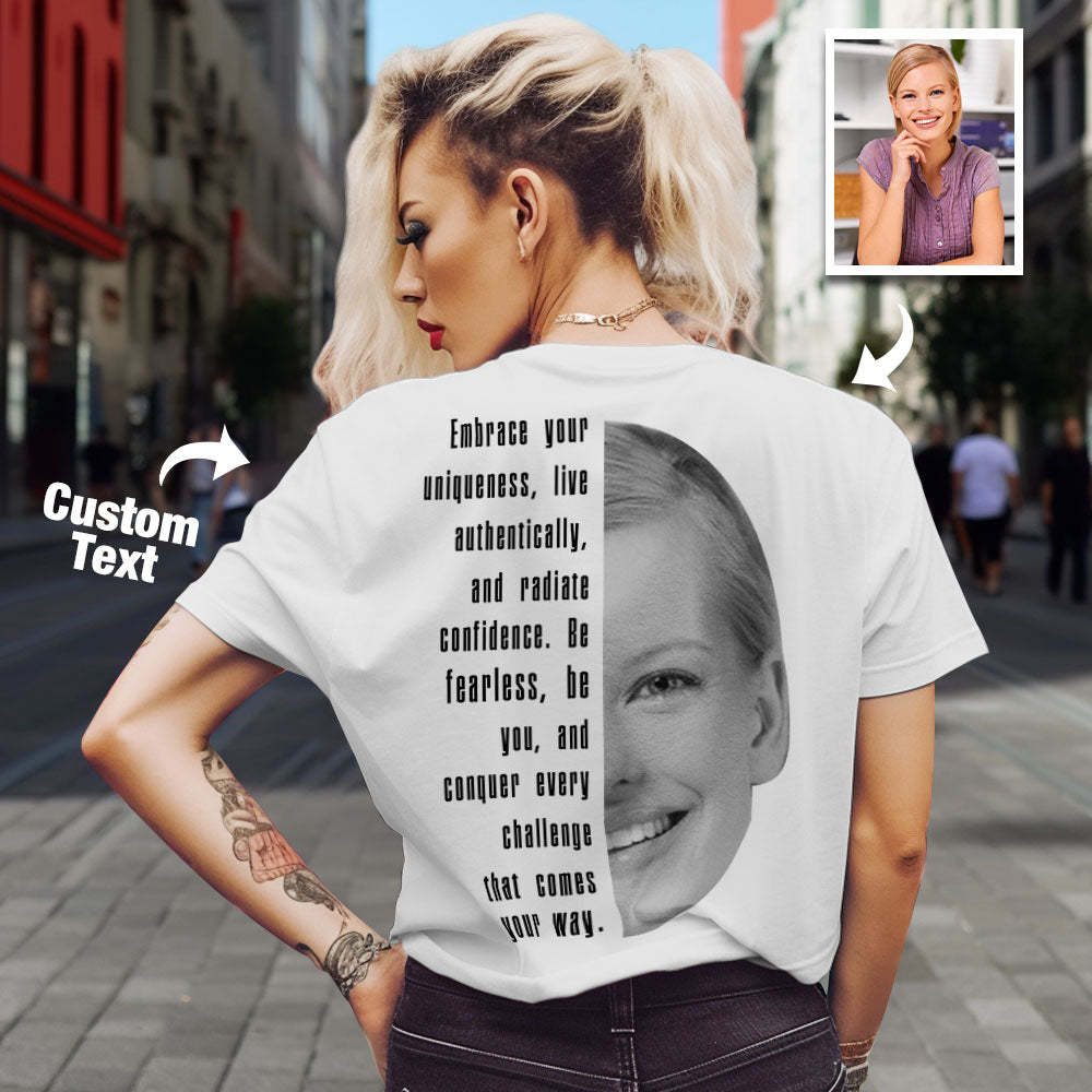 Custom Text and Face T-shirts Personalized Unisex Shirt Fashion Gift for Him for Her - MyPhotoSocks