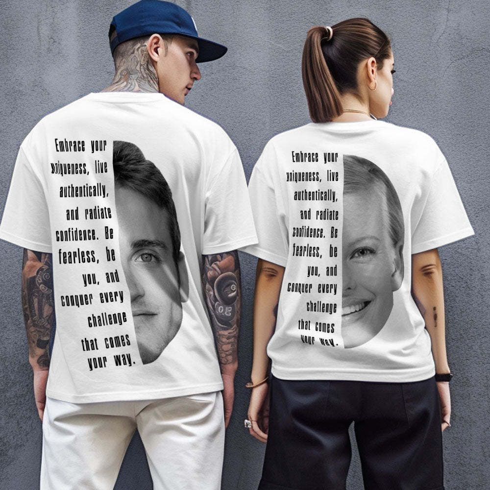 Custom Text and Face T-shirts Personalized Unisex Shirt Fashion Gift for Him for Her - MyPhotoSocks