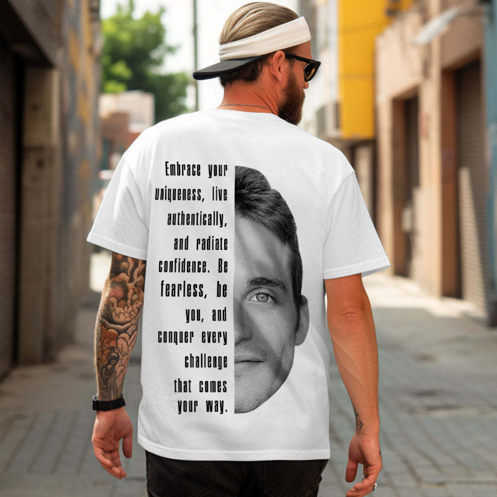 Custom Text and Face T-shirts Personalized Unisex Shirt Fashion Gift for Him for Her - MyPhotoSocks