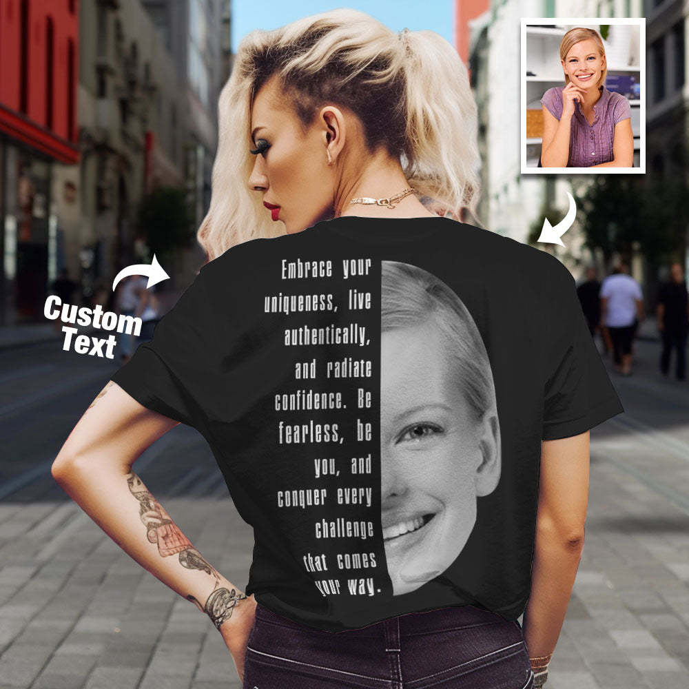 Custom Text and Face T-shirts Personalized Unisex Shirt Fashion Gift for Him for Her - MyPhotoSocks