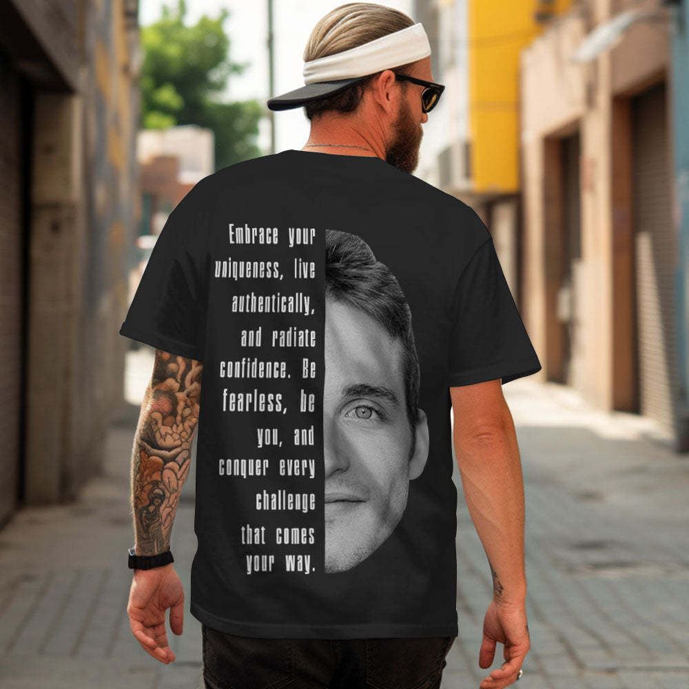 Custom Text and Face T-shirts Personalized Unisex Shirt Fashion Gift for Him for Her - MyPhotoSocks