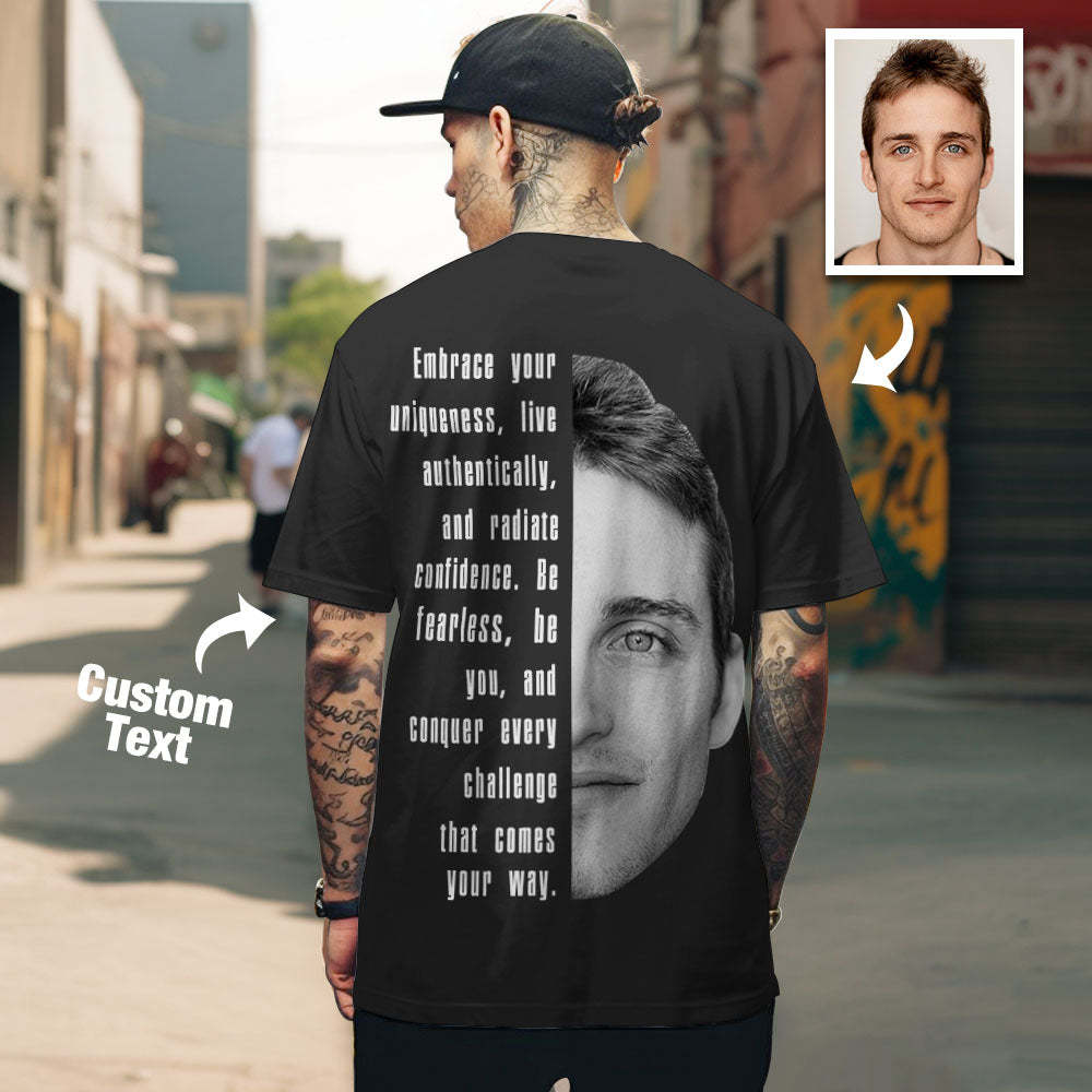 Custom Text and Face T-shirts Personalized Unisex Shirt Fashion Gift for Him for Her - MyPhotoSocks