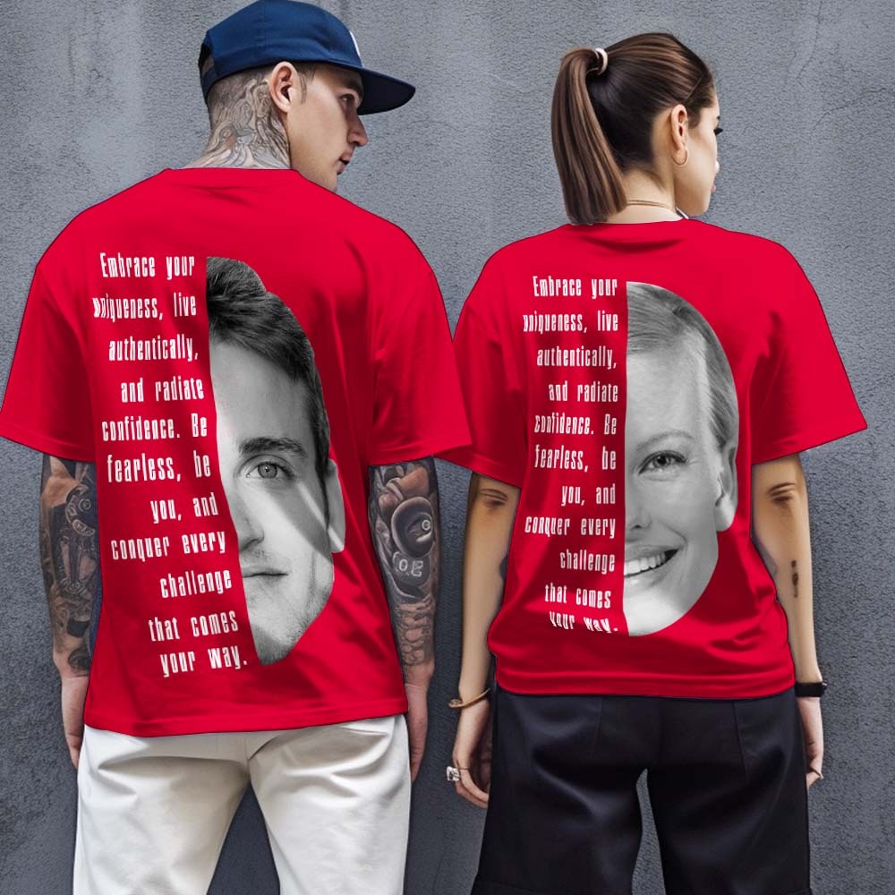 Custom Text and Face T-shirts Personalized Unisex Shirt Fashion Gift for Him for Her - MyPhotoSocks