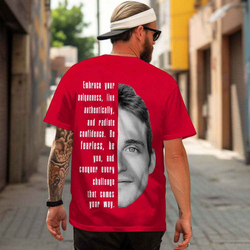 Custom Text and Face T-shirts Personalized Unisex Shirt Fashion Gift for Him for Her - MyPhotoSocks