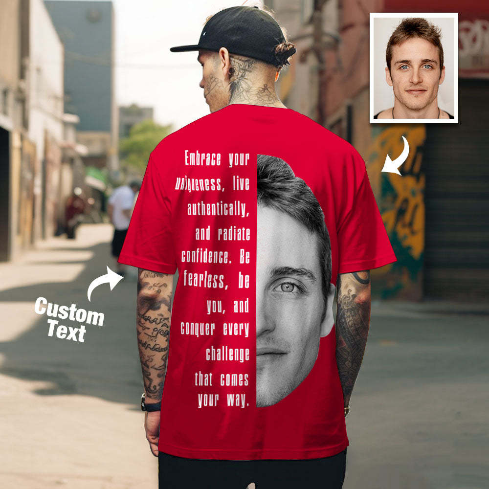 Custom Text and Face T-shirts Personalized Unisex Shirt Fashion Gift for Him for Her - MyPhotoSocks