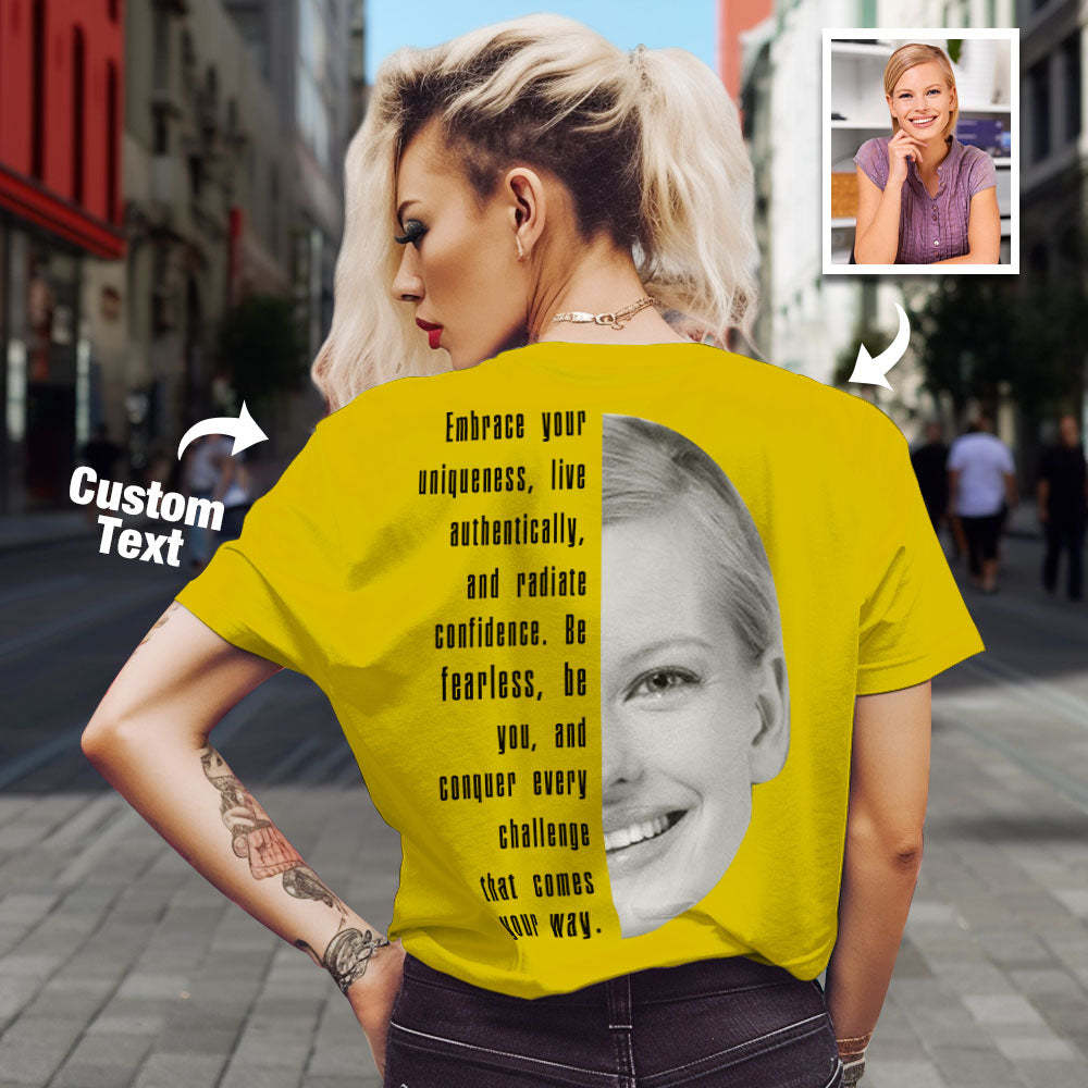 Custom Text and Face T-shirts Personalized Unisex Shirt Fashion Gift for Him for Her - MyPhotoSocks