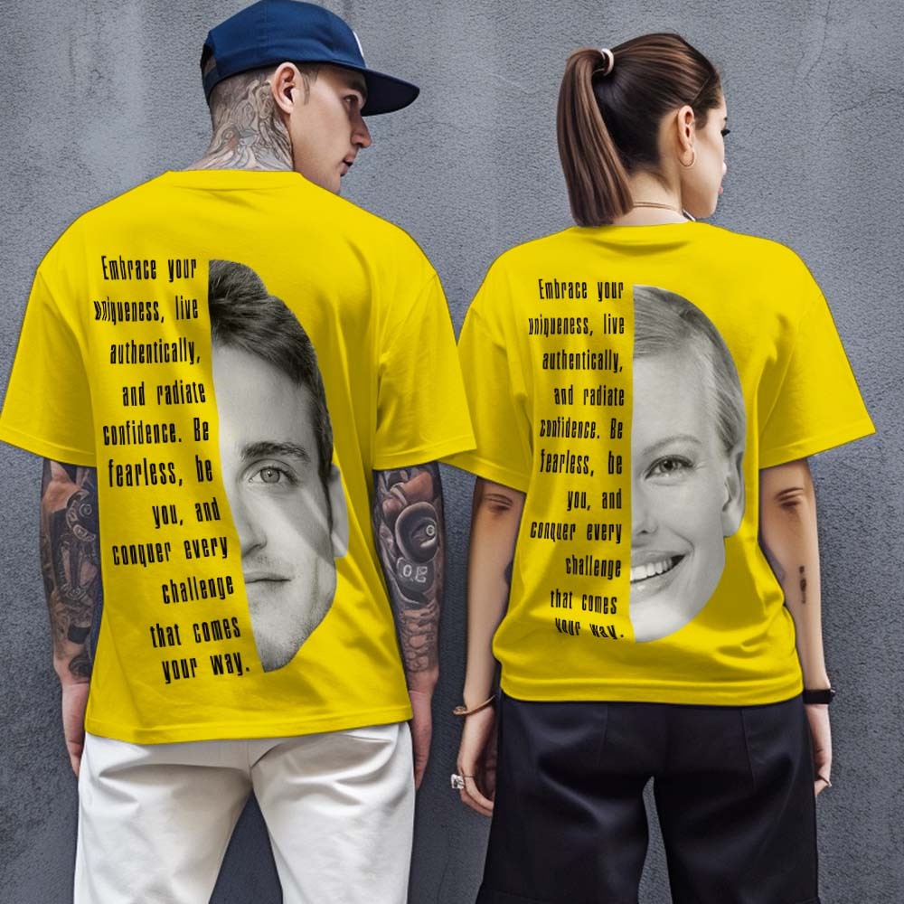 Custom Text and Face T-shirts Personalized Unisex Shirt Fashion Gift for Him for Her - MyPhotoSocks