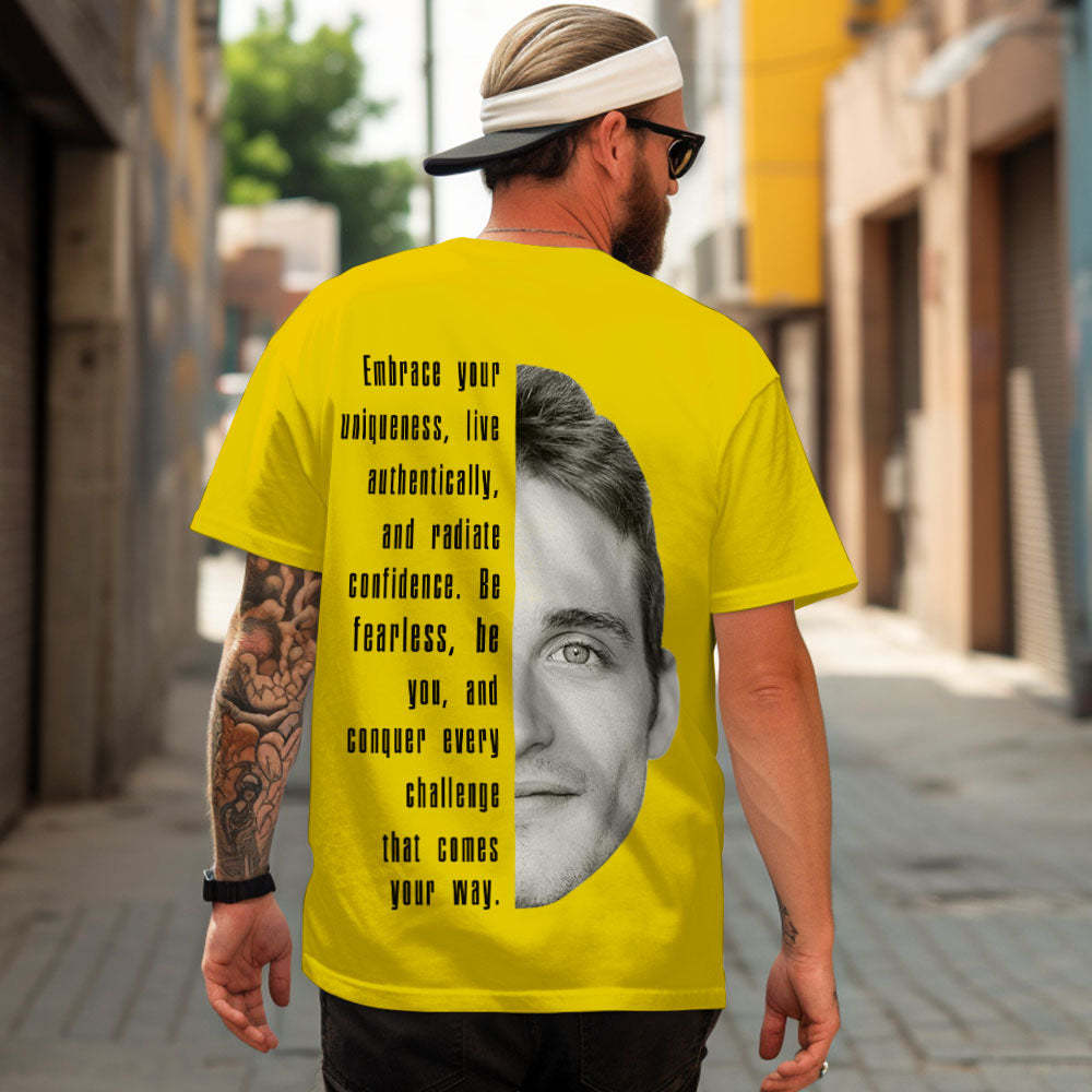 Custom Text and Face T-shirts Personalized Unisex Shirt Fashion Gift for Him for Her - MyPhotoSocks