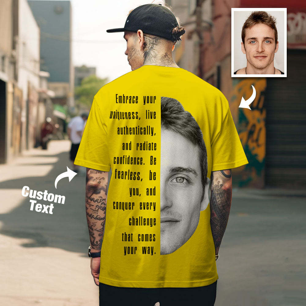 Custom Text and Face T-shirts Personalized Unisex Shirt Fashion Gift for Him for Her - MyPhotoSocks