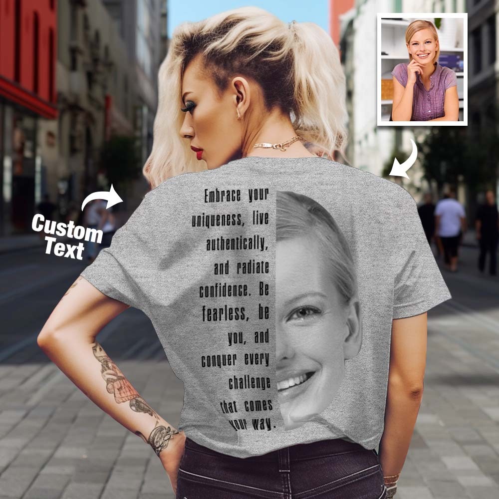 Custom Text and Face T-shirts Personalized Unisex Shirt Fashion Gift for Him for Her - MyPhotoSocks