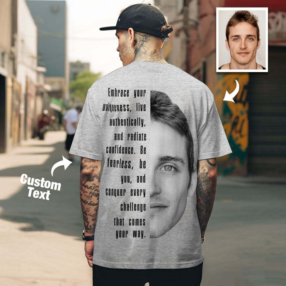 Custom Text and Face T-shirts Personalized Unisex Shirt Fashion Gift for Him for Her - MyPhotoSocks