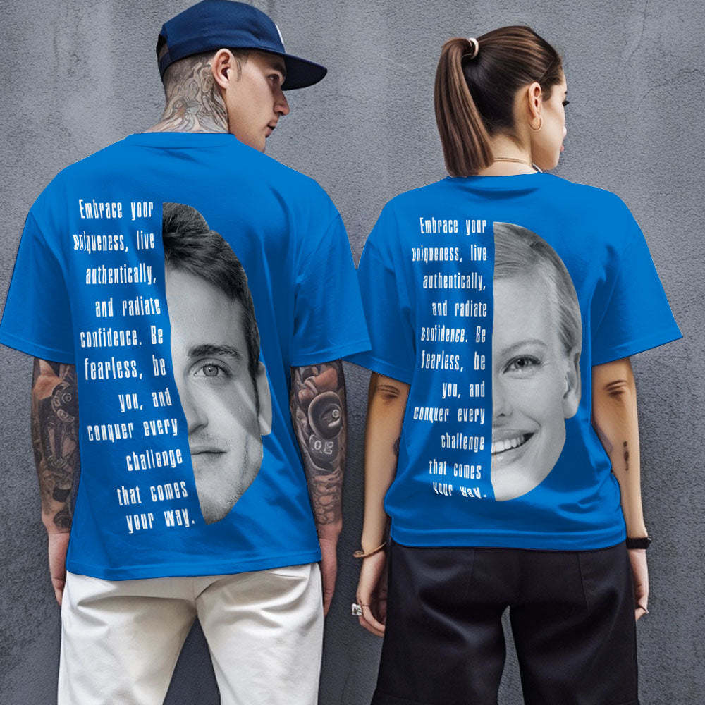 Custom Text and Face T-shirts Personalized Unisex Shirt Fashion Gift for Him for Her - MyPhotoSocks