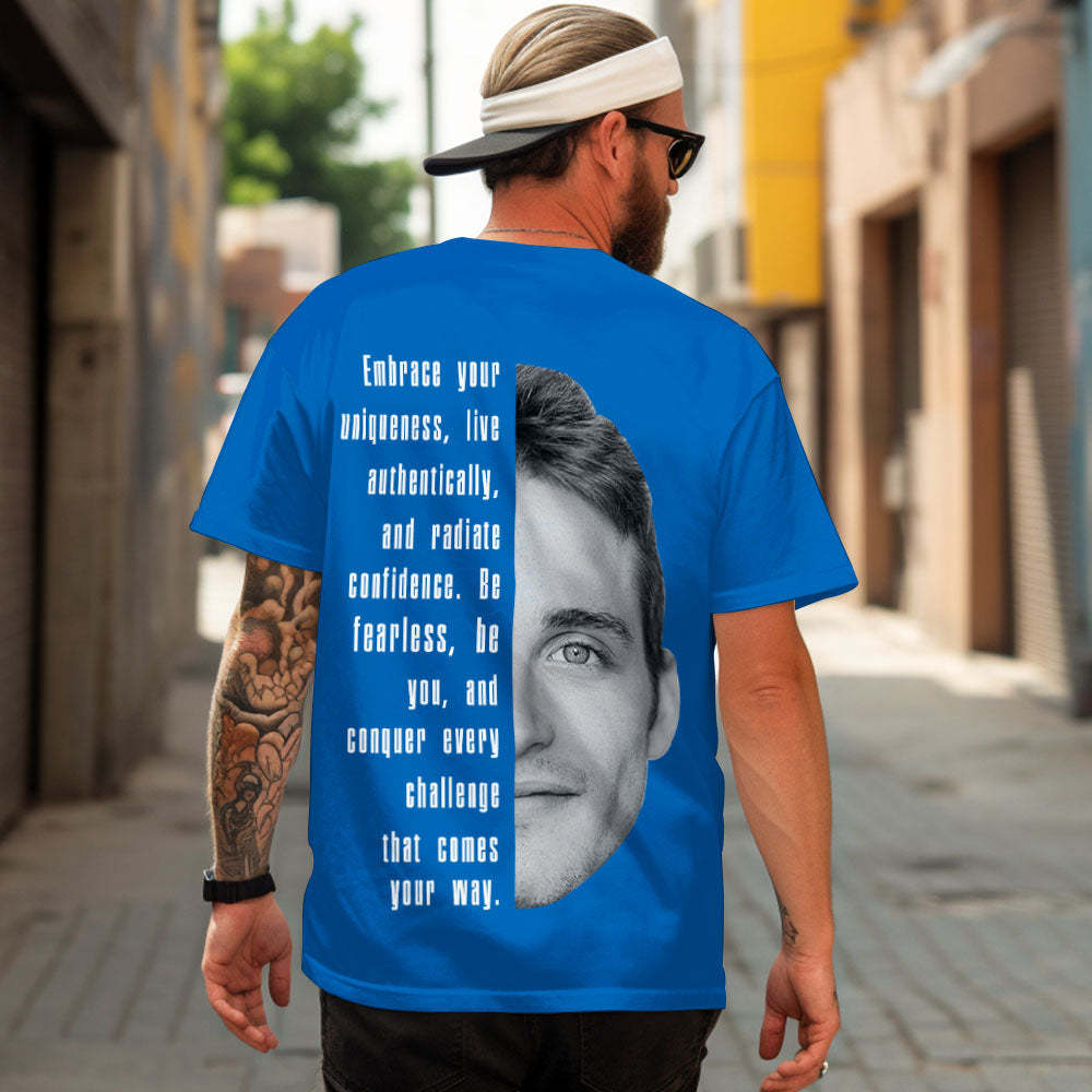 Custom Text and Face T-shirts Personalized Unisex Shirt Fashion Gift for Him for Her - MyPhotoSocks