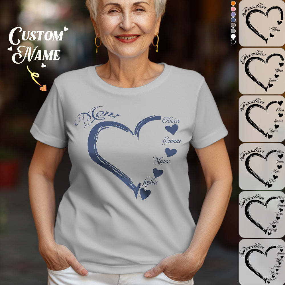 Custom Mama Grandma T-Shirts Personalized Kids Name T-shirt Mother's Day Gifts - MyPhotoSocks