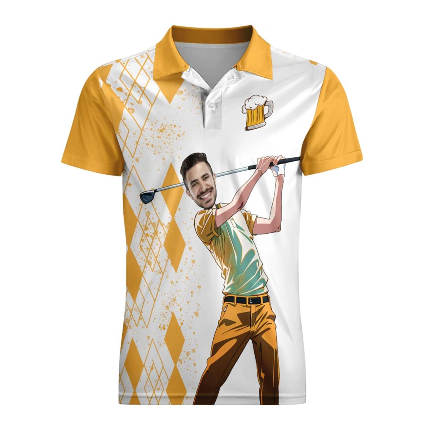 Custom Face Polo Shirt For Men Weekend Forecast Beer And Golf Polo Shirt For Beer Lovers - MyPhotoSocks