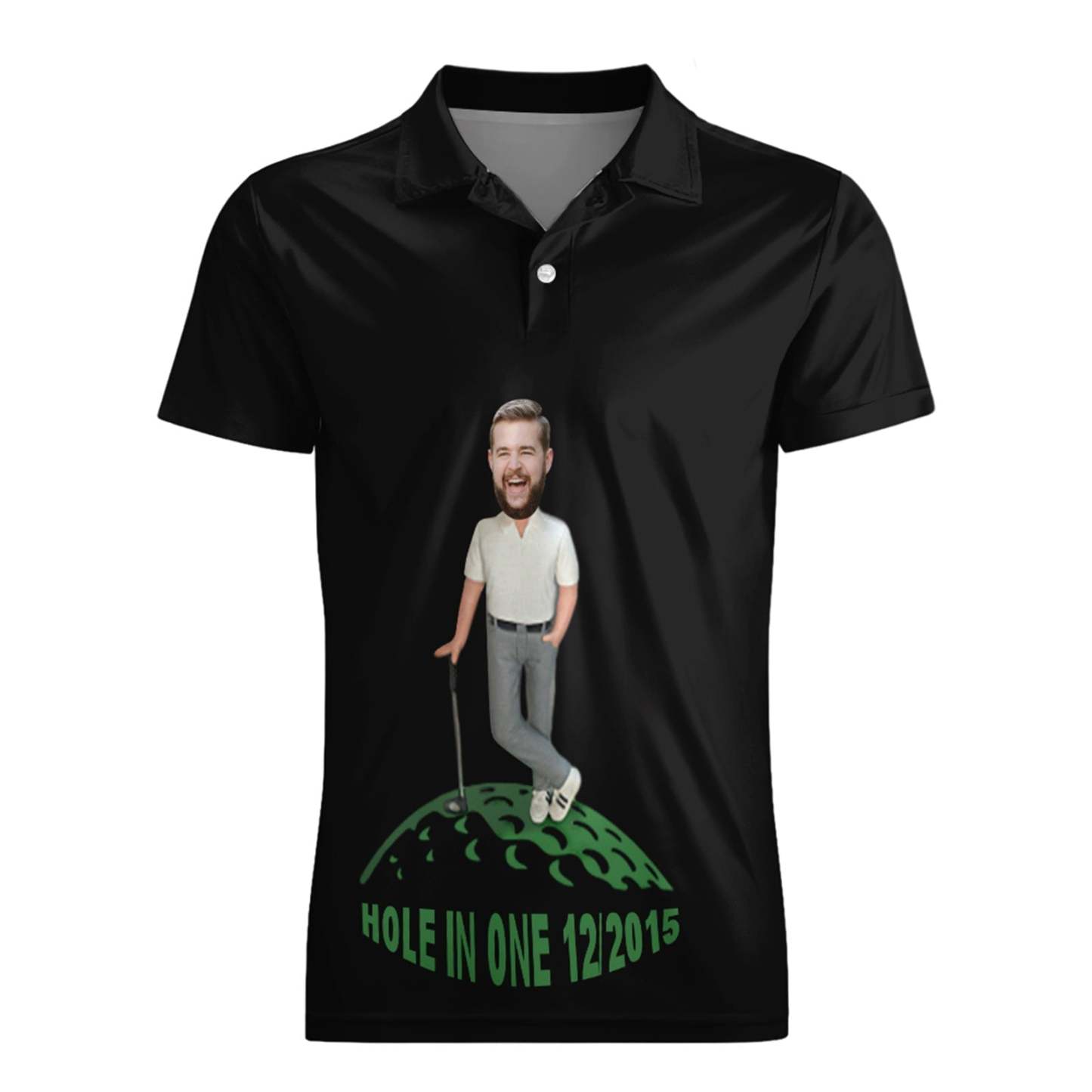 Custom Face Polo Shirt For Men Hole In One Golf Polo Shirt Gift For Golfer - MyPhotoSocks